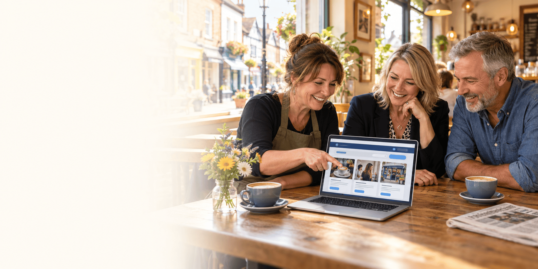 Local business owners exploring advertising opportunities together